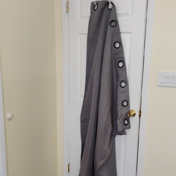 Gray Curtain Panel with Grommets - Picture 2 of 4